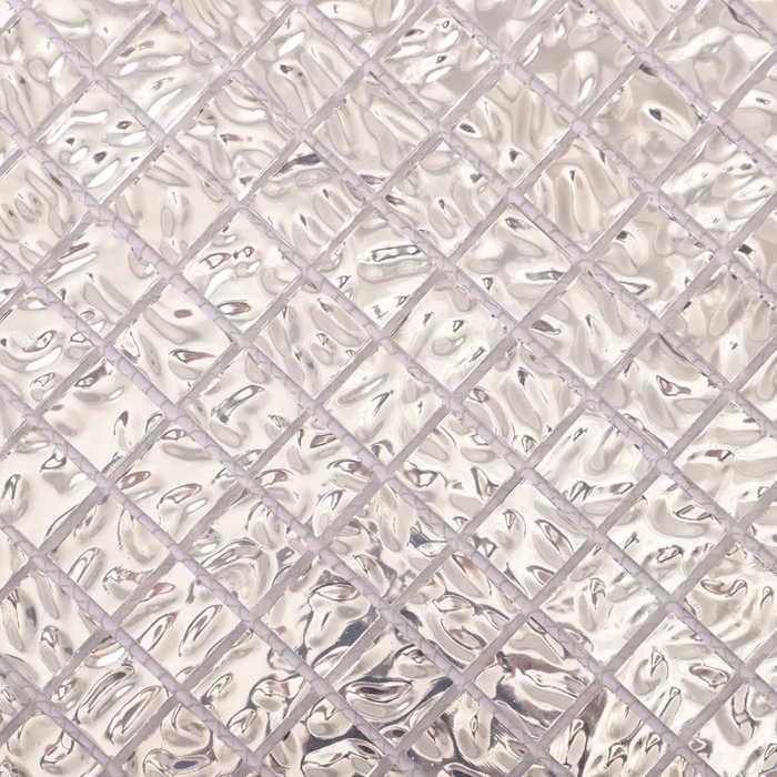 Silver Foil Water Ripples Mirror Glass Mosaic Kitchen Backsplash Bathroom Wall Tile