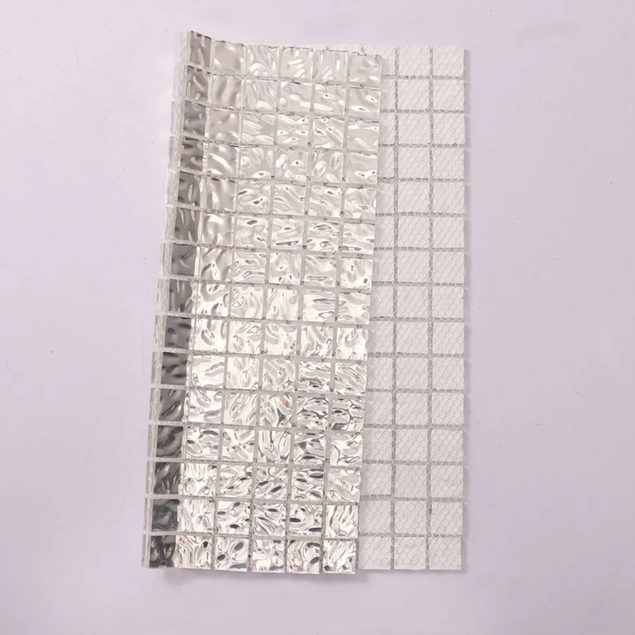 Silver Foil Water Ripples Mirror Glass Mosaic Kitchen Backsplash Bathroom Wall Tile