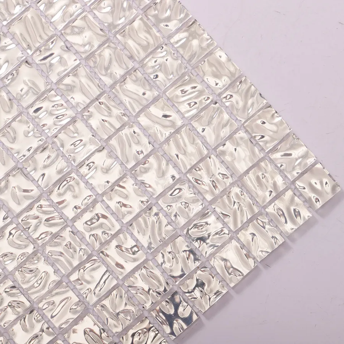 Silver Foil Water Ripples Mirror Glass Mosaic Kitchen Backsplash Bathroom Wall Tile