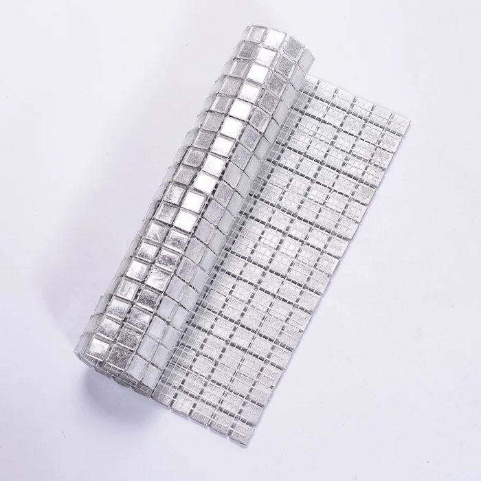 Silver Foil Glass Mosaic Tiles for Kitchen Backsplash Bathroom Shower Wall