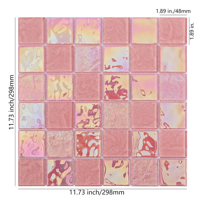 Iridescent Pink Glass Mosaic Kitchen Backsplash and Bathroom Tile