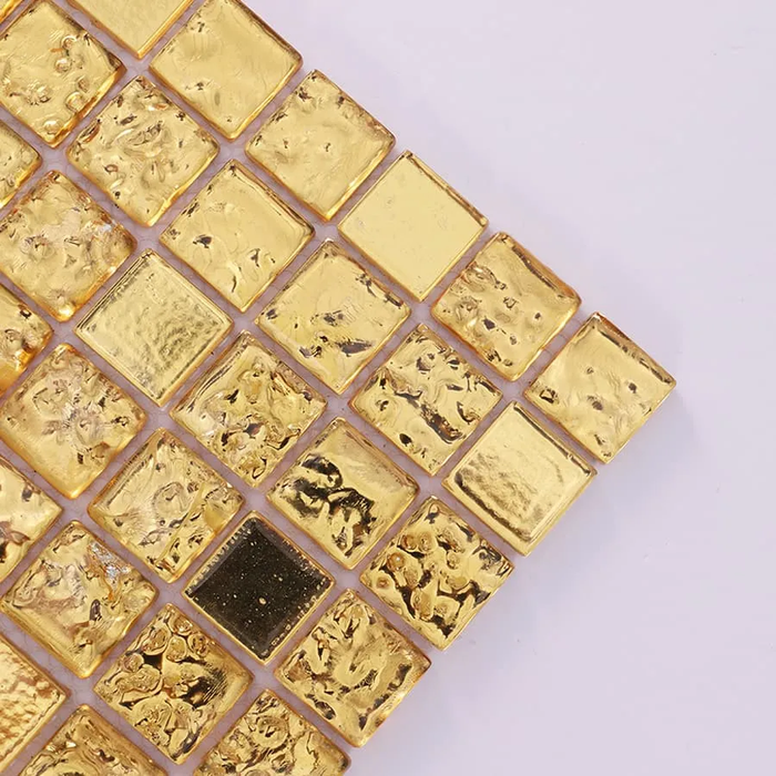 Luxury Gold Textured Glass Mosaic Backsplash Kitchen and Bathroom Wall Tile