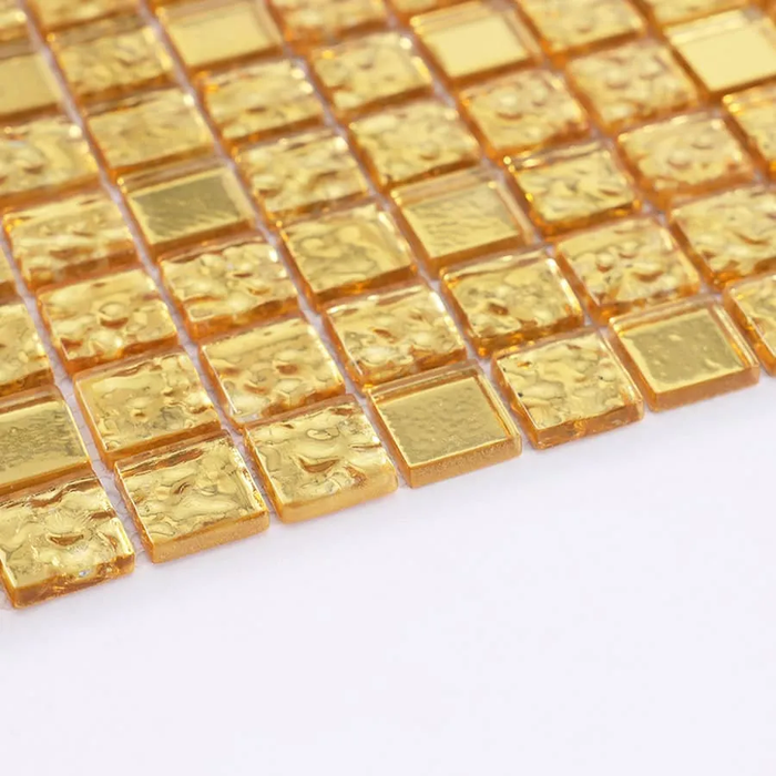 Luxury Gold Textured Glass Mosaic Backsplash Kitchen and Bathroom Wall Tile