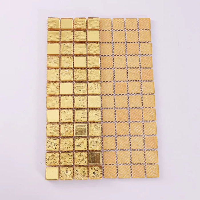 Luxury Gold Textured Glass Mosaic Backsplash Kitchen and Bathroom Wall Tile
