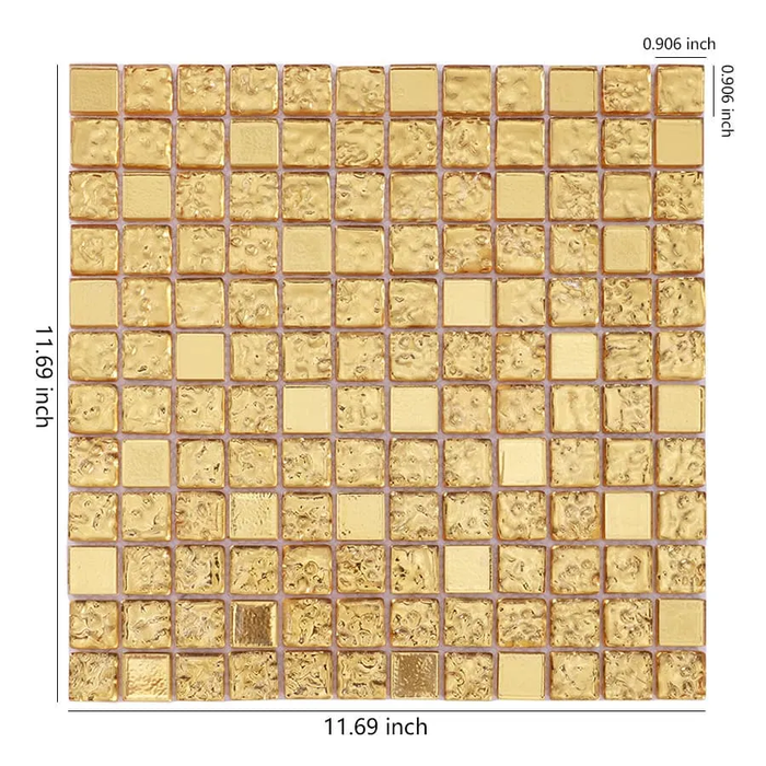 Luxury Gold Textured Glass Mosaic Backsplash Kitchen and Bathroom Wall Tile