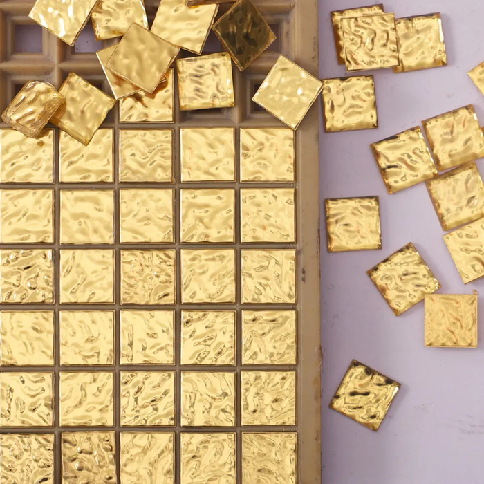 24K Gold Wave Textured Glass Mosaic Kitchen and Bathroom Wall Backsplash Tile