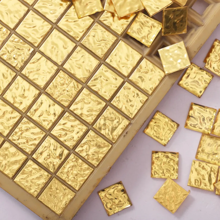 24K Gold Wave Textured Glass Mosaic Kitchen and Bathroom Wall Backsplash Tile
