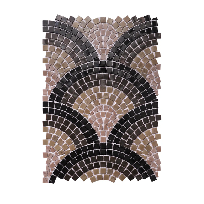 Hand-Cut Scale Black Coffee Glass Mosaic Artwork Tiles Backsplash