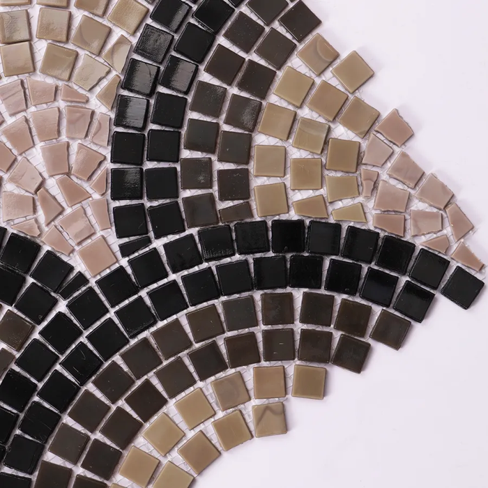 Hand-Cut Scale Black Coffee Glass Mosaic Artwork Tiles Backsplash