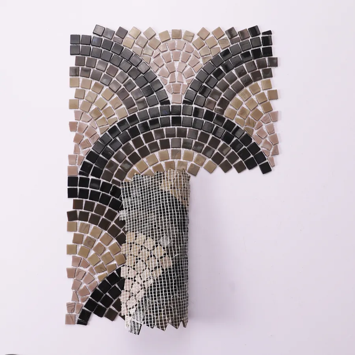 Hand-Cut Scale Black Coffee Glass Mosaic Artwork Tiles Backsplash