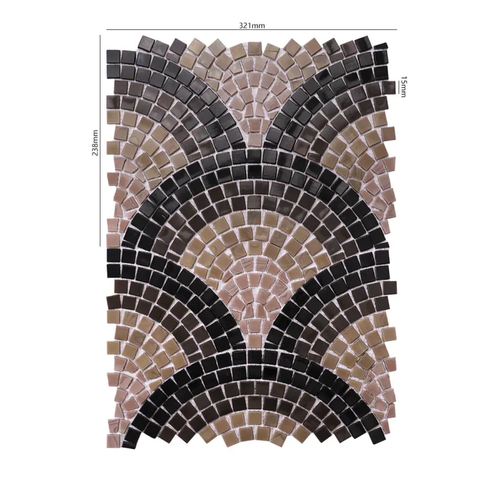Hand-Cut Scale Black Coffee Glass Mosaic Artwork Tiles Backsplash