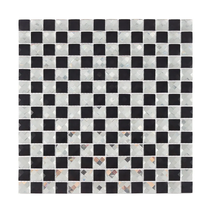 Shinning Clear and Black Diamond Mirror Glass Checkerboard Mosaic Tile Backsplash