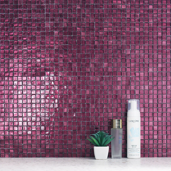 Glossy Purple Foil Glass Mosaic Backsplash Tiles Kitchen Bathroom Wall Decor