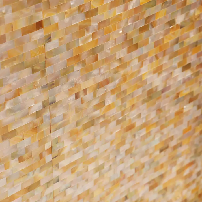 Yellow Gold Mother of Pearl Shell Mosaic Subway Bathroom and Kitchen Walls Tile