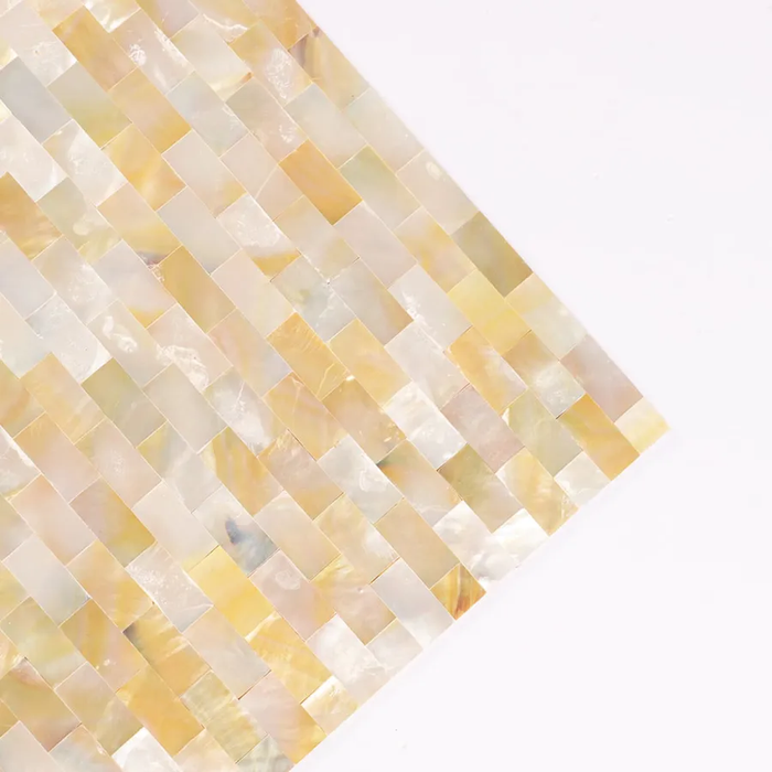 Yellow Gold Mother of Pearl Shell Mosaic Subway Bathroom and Kitchen Walls Tile