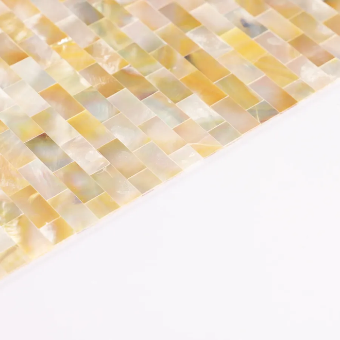 Yellow Gold Mother of Pearl Shell Mosaic Subway Bathroom and Kitchen Walls Tile