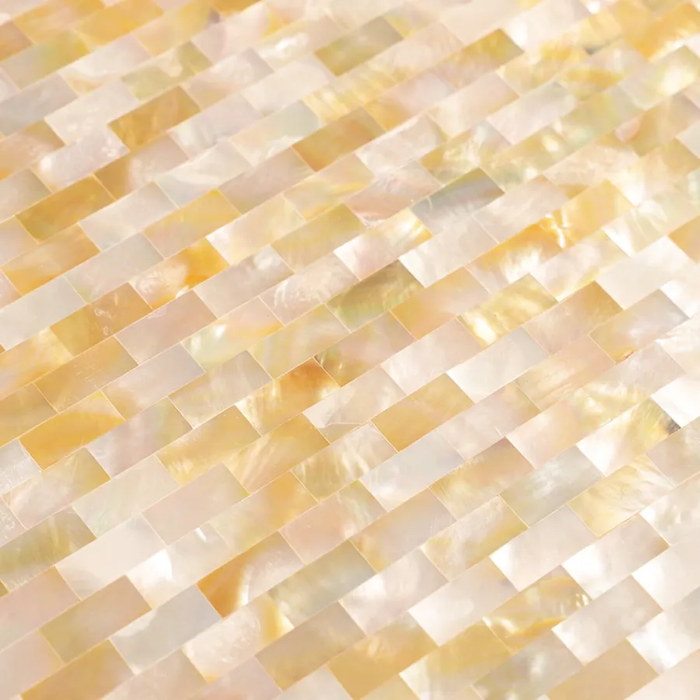 Yellow Gold Mother of Pearl Shell Mosaic Subway Bathroom and Kitchen Walls Tile