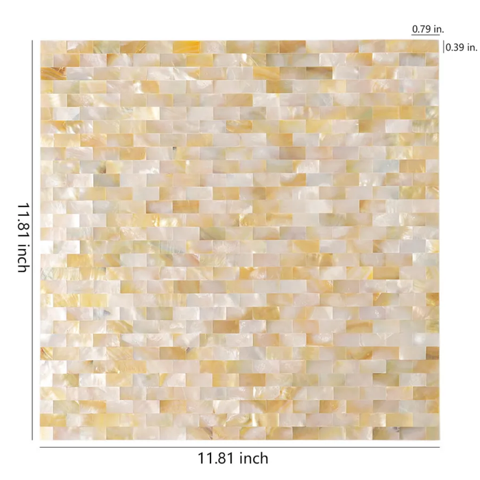 Yellow Gold Mother of Pearl Shell Mosaic Subway Bathroom and Kitchen Walls Tile