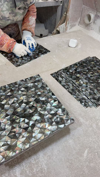 Triangle Black Shell Mosaic Seamless Mother of Pearl Kitchen Backsplash Bathroom Wall Tile
