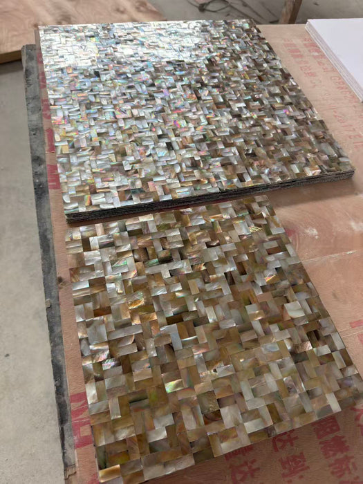 Seamless Black Gold Penguin Shell Mosaic Wall Board Mother of Pearl Kitchen Backsplash Tile MOPSL101