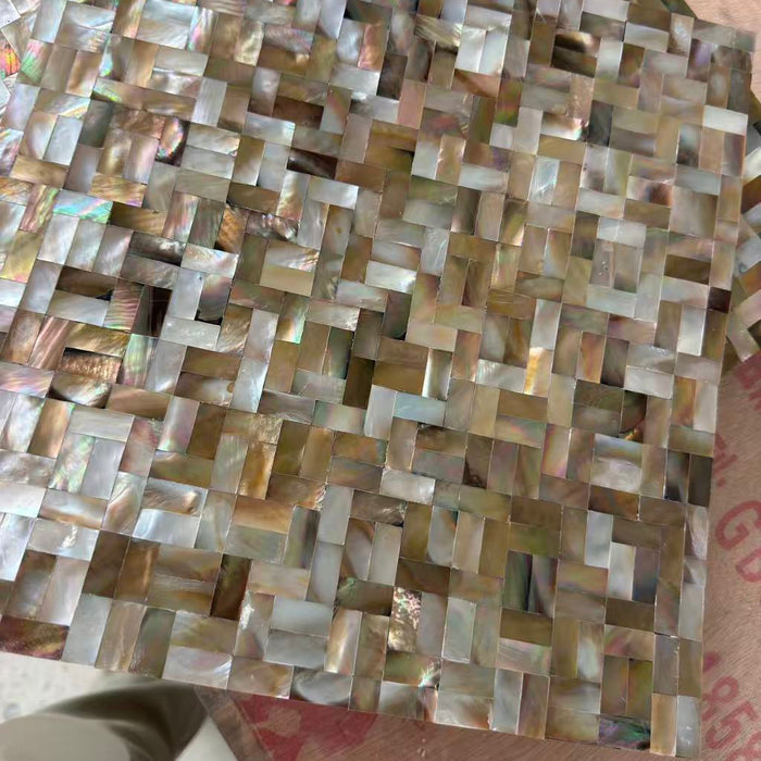 Seamless Black Gold Penguin Shell Mosaic Wall Board Mother of Pearl Kitchen Backsplash Tile MOPSL101