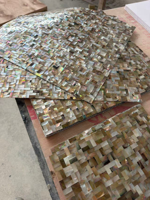 Seamless Black Gold Penguin Shell Mosaic Wall Board Mother of Pearl Kitchen Backsplash Tile MOPSL101
