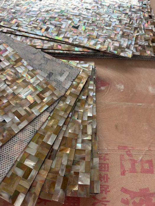 Seamless Black Gold Penguin Shell Mosaic Wall Board Mother of Pearl Kitchen Backsplash Tile MOPSL101