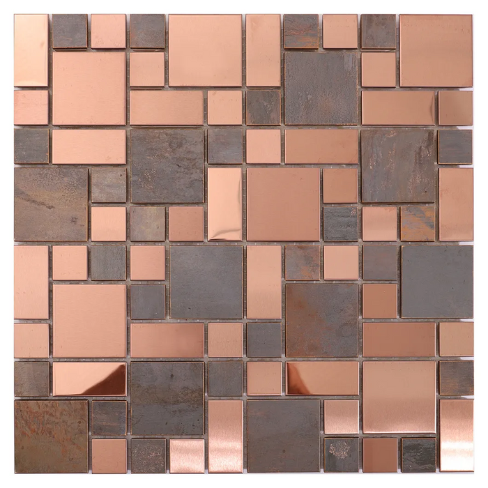 Stainless Steel and Copper Square Metal Mosaic Tiles for Wall Backsplash