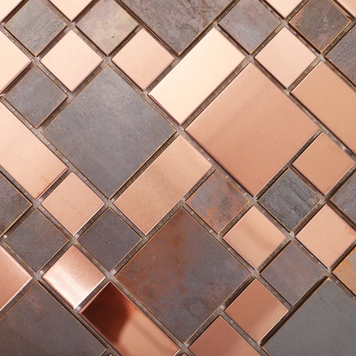 Stainless Steel and Copper Square Metal Mosaic Tiles for Wall Backsplash
