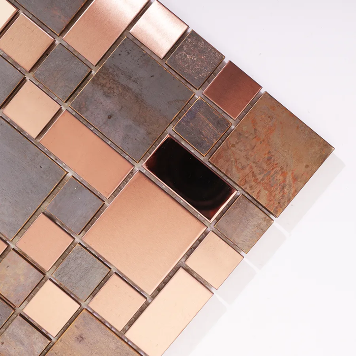 Stainless Steel and Copper Square Metal Mosaic Tiles for Wall Backsplash