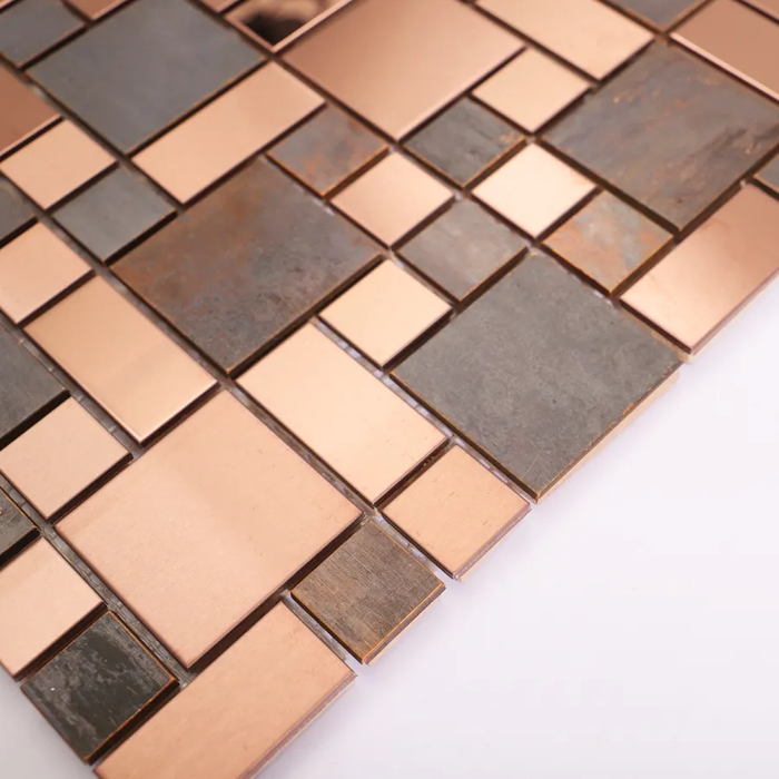 Stainless Steel and Copper Square Metal Mosaic Tiles for Wall Backsplash