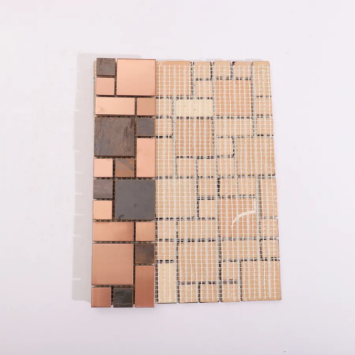 Stainless Steel and Copper Square Metal Mosaic Tiles for Wall Backsplash