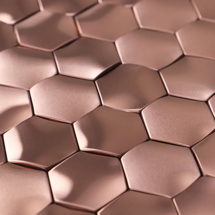 Rose Gold 3D Hexagon Stainless Steel Metal Mosaic Wall Tile Backsplash