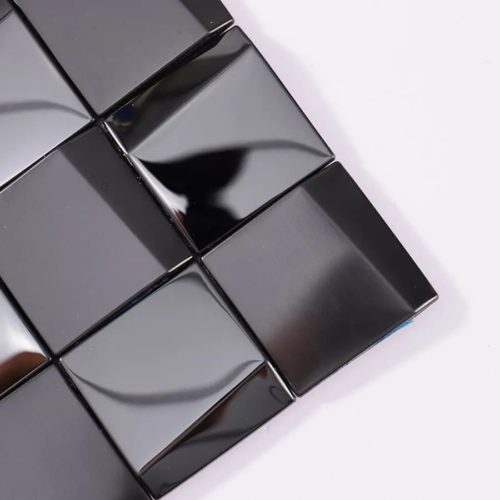 3D Black Glossy mix Brushed Stainless Steel Mosaic Metal Wall Tile