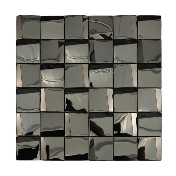 3D Black Metallic Mosaic Tile Glossy Stainless Steel Backsplash for Kitchen and Bathroom Walls