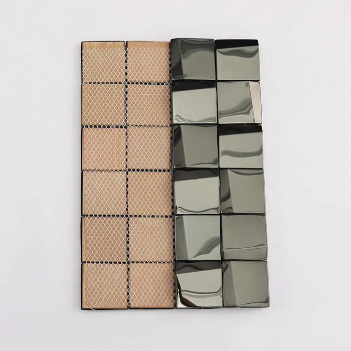 3D Black Metallic Mosaic Tile Glossy Stainless Steel Backsplash for Kitchen and Bathroom Walls