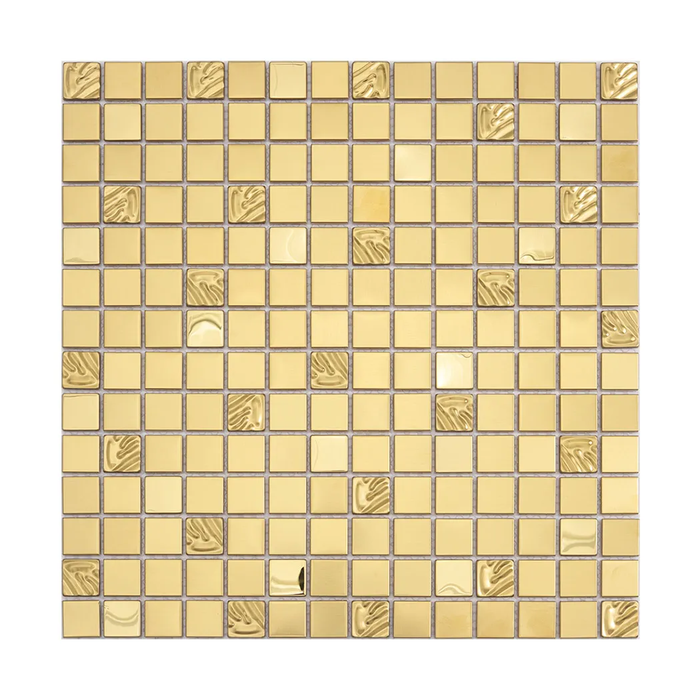Gold Stainless Steel Metal Wall Mosaic with Ripple Embossed Tile