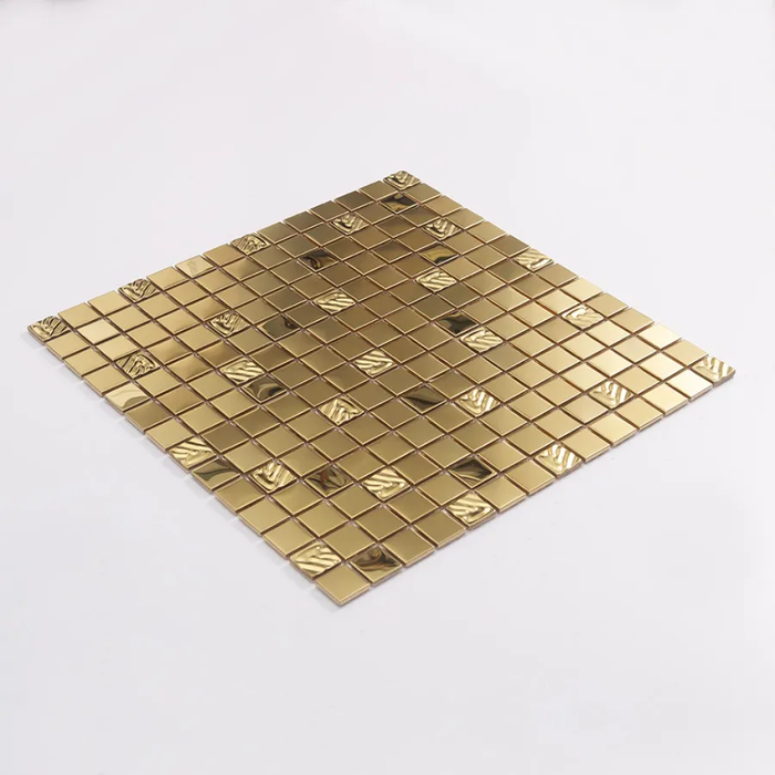 Gold Stainless Steel Metal Wall Mosaic with Ripple Embossed Tile