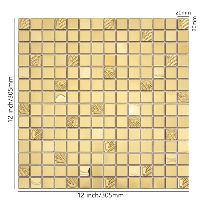 Gold Stainless Steel Metal Wall Mosaic with Ripple Embossed Tile