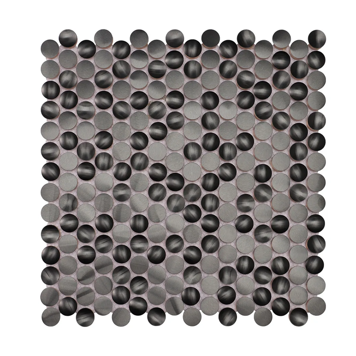 3D Black Penny Metal Mosaic Circle Stainless Steel Wall Backsplash Tile