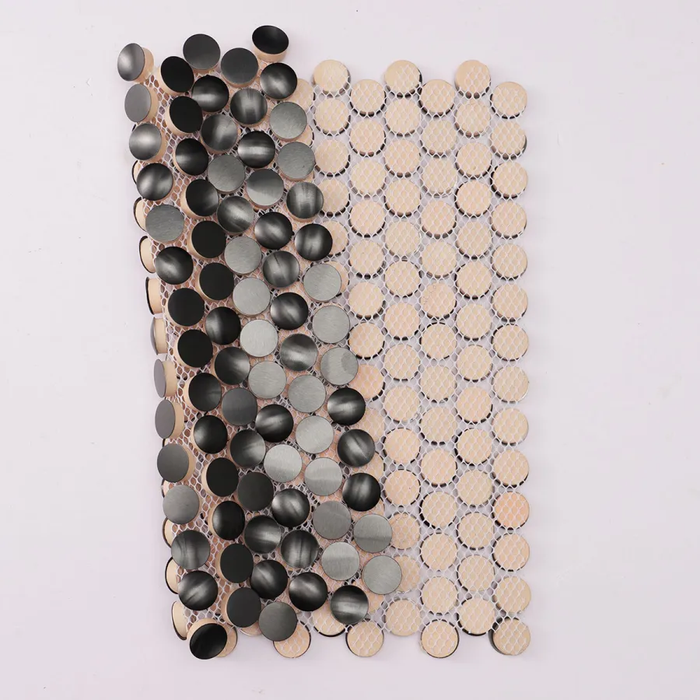 3D Black Penny Metal Mosaic Circle Stainless Steel Wall Backsplash Tile