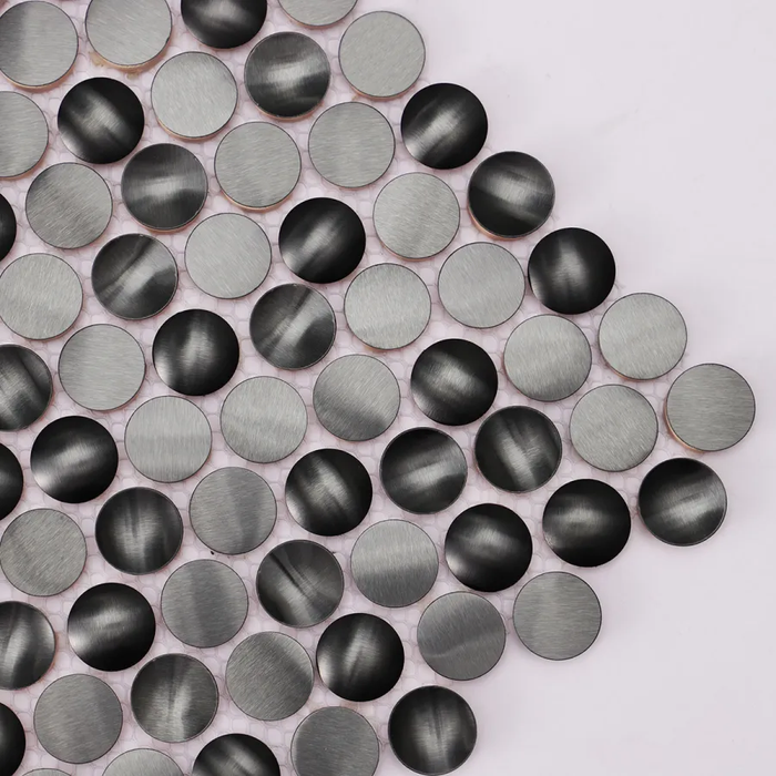 3D Black Penny Metal Mosaic Circle Stainless Steel Wall Backsplash Tile