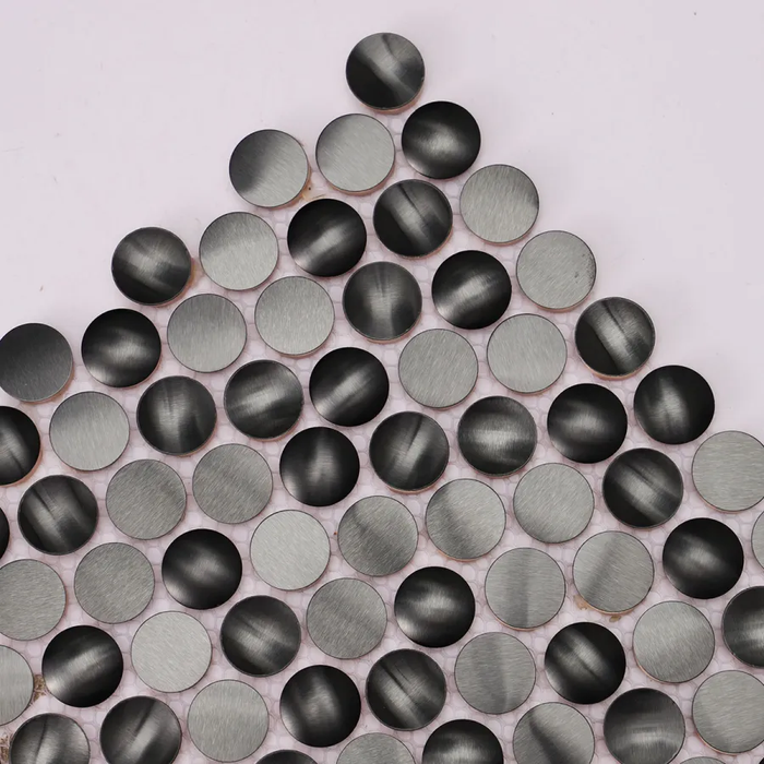 3D Black Penny Metal Mosaic Circle Stainless Steel Wall Backsplash Tile