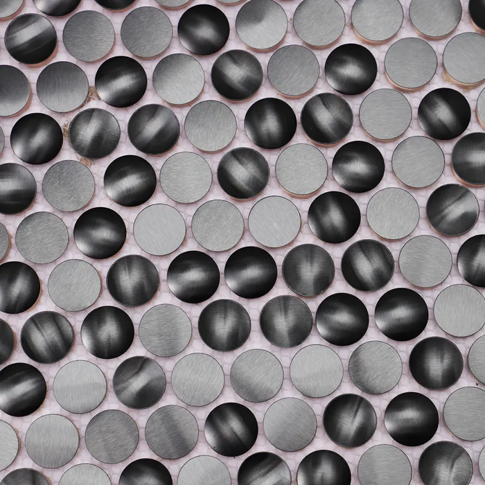 3D Black Penny Metal Mosaic Circle Stainless Steel Wall Backsplash Tile