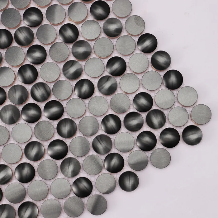 3D Black Penny Metal Mosaic Circle Stainless Steel Wall Backsplash Tile
