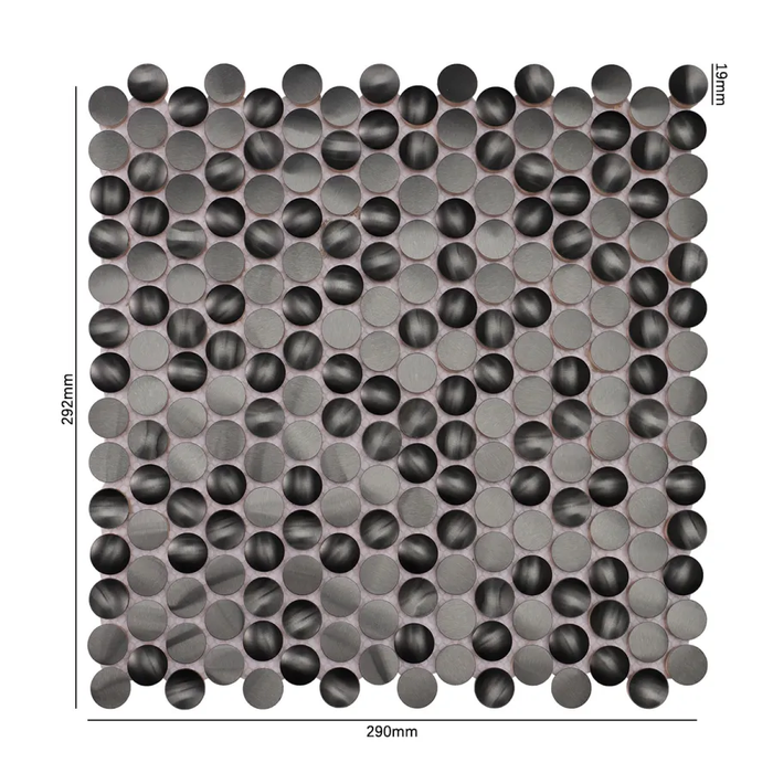 3D Black Penny Metal Mosaic Circle Stainless Steel Wall Backsplash Tile