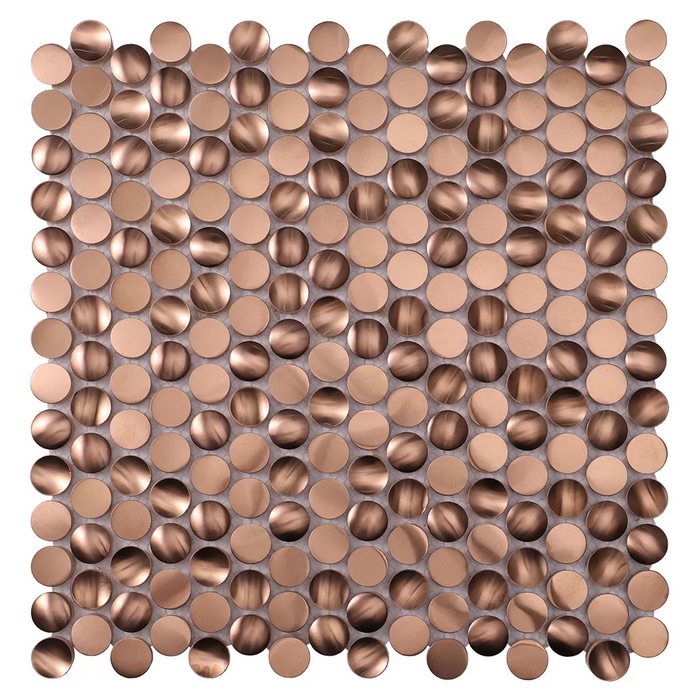Rose Gold 3D Penny Metal Mosaic Circle Stainless Steel Backsplash Wall Tile