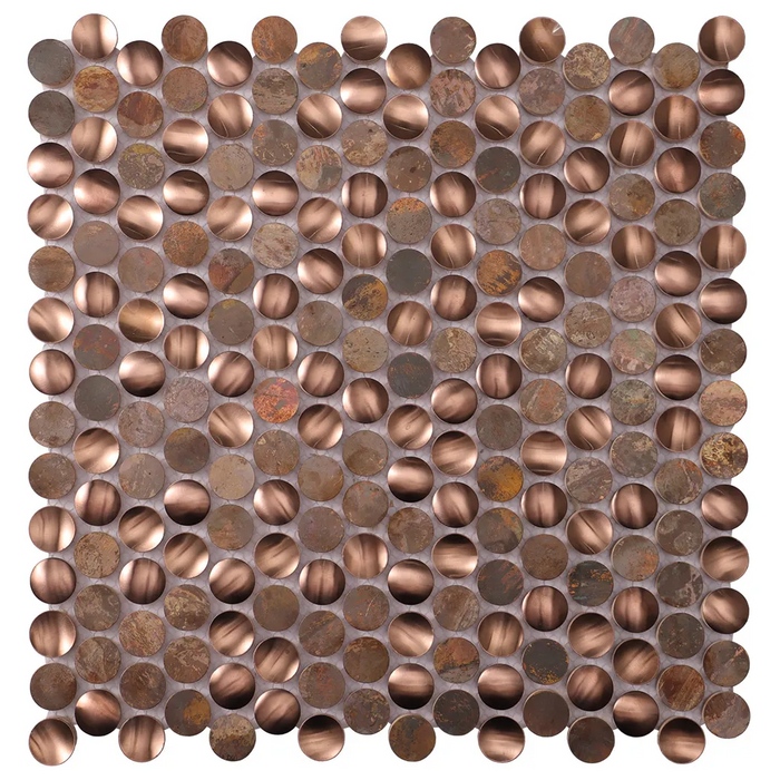 3D Penny Round Circle Metal Mosaic Copper Stainless Steel Wall Tiles