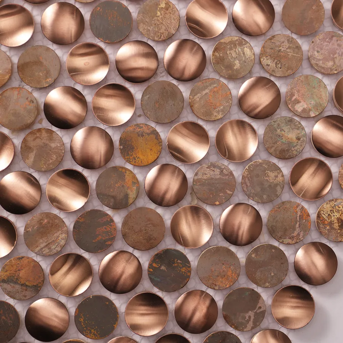 3D Penny Round Circle Metal Mosaic Copper Stainless Steel Wall Tiles