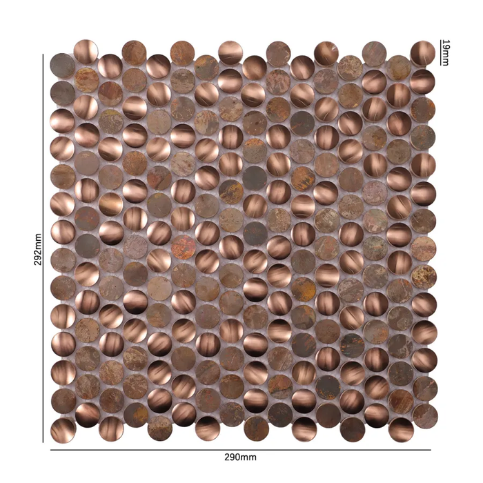 3D Penny Round Circle Metal Mosaic Copper Stainless Steel Wall Tiles
